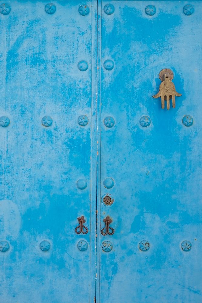 Marbella, Spain. Colorful Spanish architecture. Blue door.
